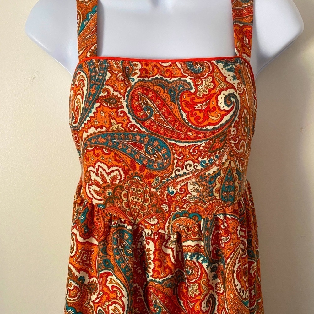 Boho Paisley Print Ruffle Maxi Dress Band of the Free Cottagecore Sun Dress S - Picture 5 of 11